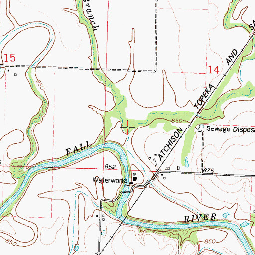 Topographic Map of Salt Creek, KS