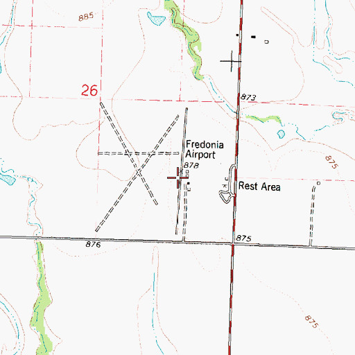 Topographic Map of Fredonia Airport, KS