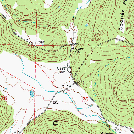 Topographic Map of Case Cemetery, AR