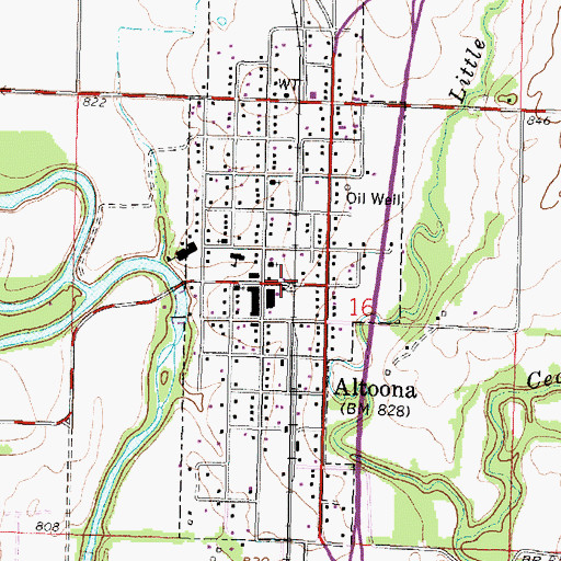 Topographic Map of Altoona, KS