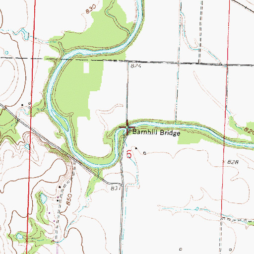 Topographic Map of Barnhill Bridge, KS