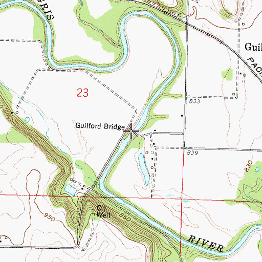 Topographic Map of Guilford Bridge, KS