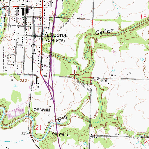 Topographic Map of Little Cedar Creek, KS