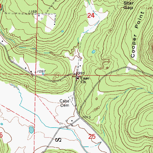 Topographic Map of Case Church, AR