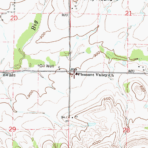 Topographic Map of Pleasant Valley Church, KS