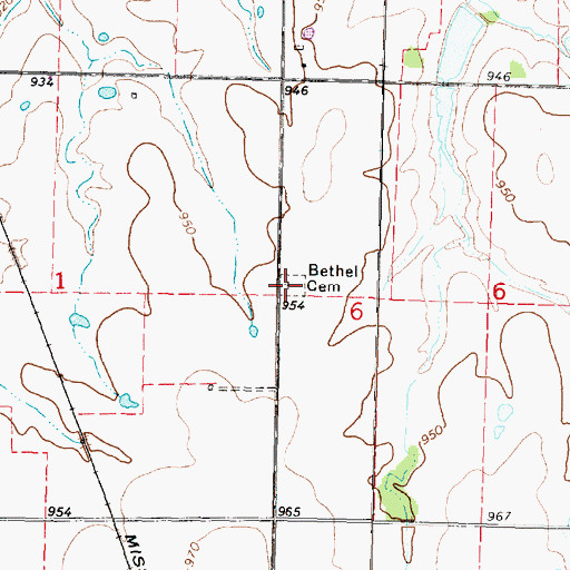 Topographic Map of Urbana Cemetery, KS