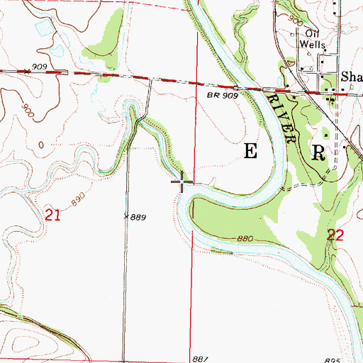 Topographic Map of Elk River, KS