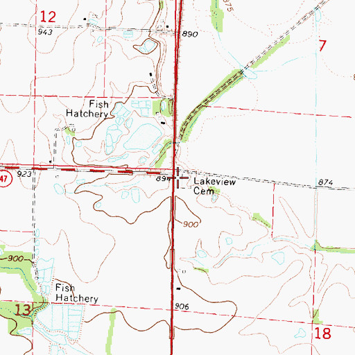 Topographic Map of Lakeview Cemetery, KS