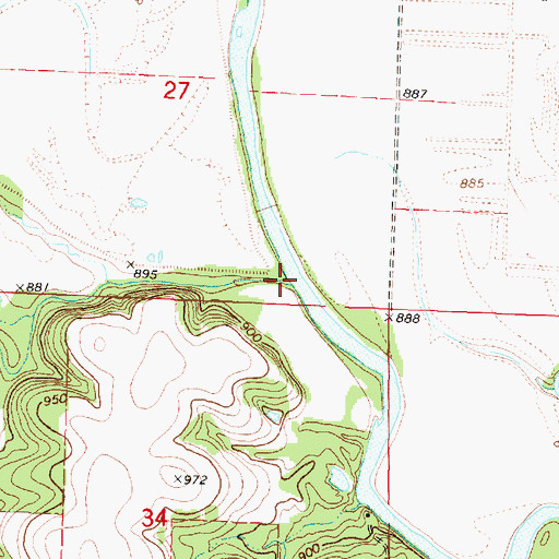 Topographic Map of Rock Creek, KS