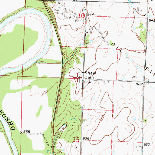 Topographic Map of Shaw Cemetery, KS