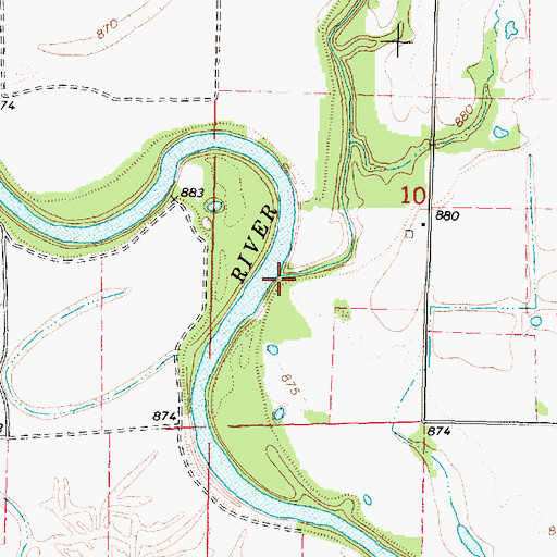 Topographic Map of Fourmile Creek, KS