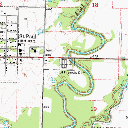 Topographic Map of Saint Francis Cemetery, KS