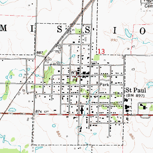 Topographic Map of Saint Paul, KS