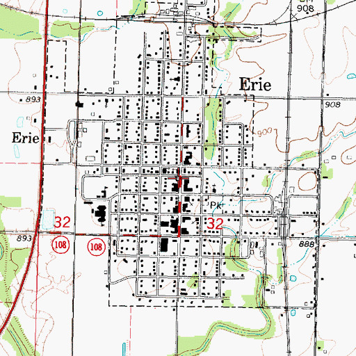 Topographic Map of Erie, KS