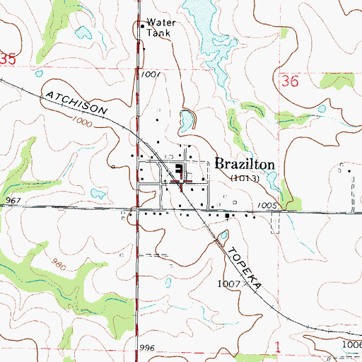 Topographic Map of Brazilton, KS