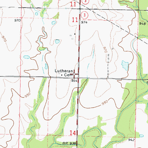 Topographic Map of Lutheran Cemetery, KS