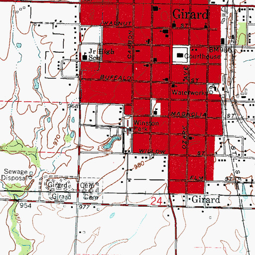 Topographic Map of Winston Park, KS