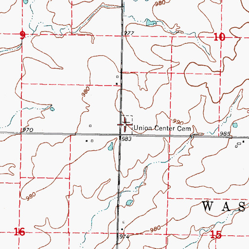 Topographic Map of Union Center Cemetery, KS