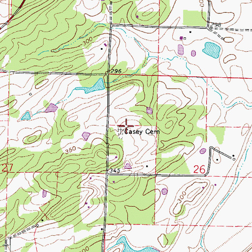 Topographic Map of Casey Cemetery, AR