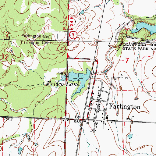 Topographic Map of Frisco Lake, KS