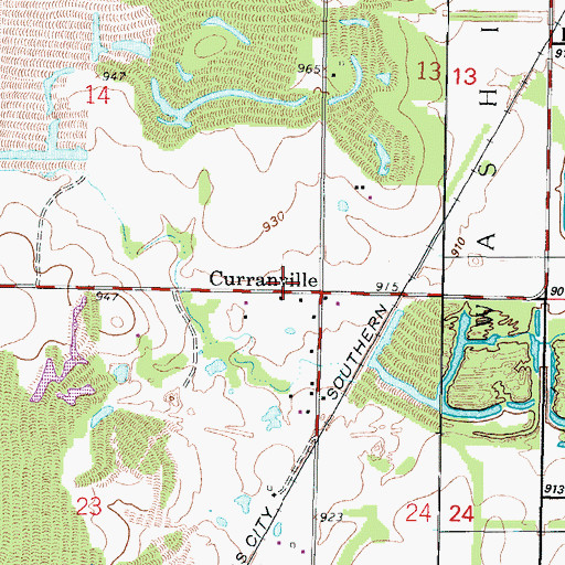 Topographic Map of Curranville, KS