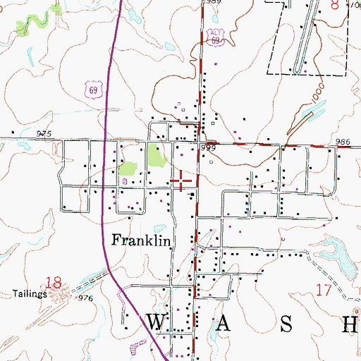 Topographic Map of Franklin, KS