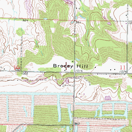 Topographic Map of Breezy Hill, KS