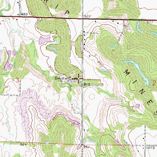Topographic Map of Smilie Cemetery, KS