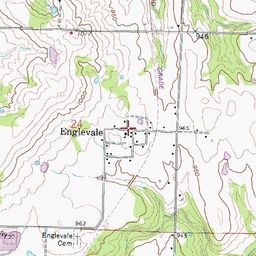 Topographic Map of Englevale, KS