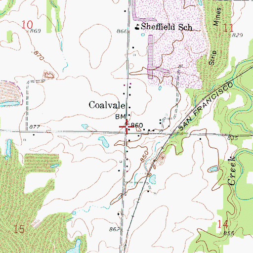 Topographic Map of Coalvale, KS