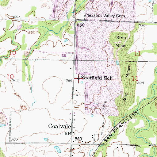 Topographic Map of Sheffield School (historical), KS