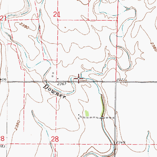 Topographic Map of East Branch Downer Creek, KS