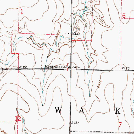 Topographic Map of Montrose School, KS