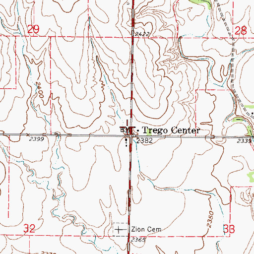 Topographic Map of Trego Center, KS