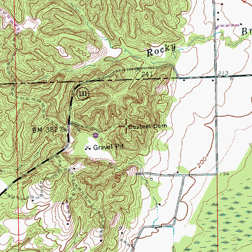Topographic Map of Casteel Cemetery, AR