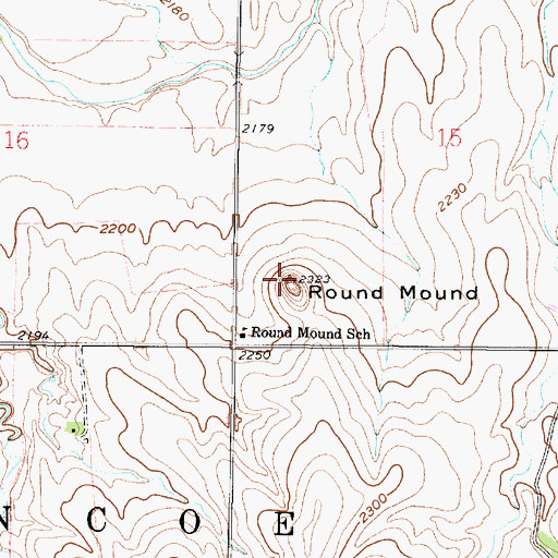 Topographic Map of Round Mound, KS