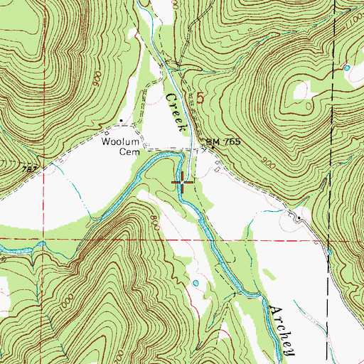 Topographic Map of Castleberry Creek, AR