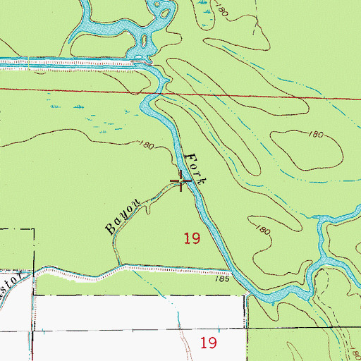Topographic Map of Castor Bayou, AR