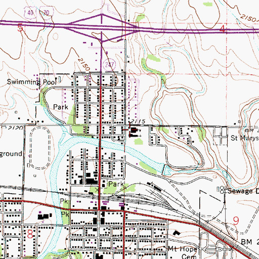 Topographic Map of Saint Mary's School, KS