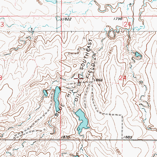 Topographic Map of Blue Hill Southeast Oil Field, KS