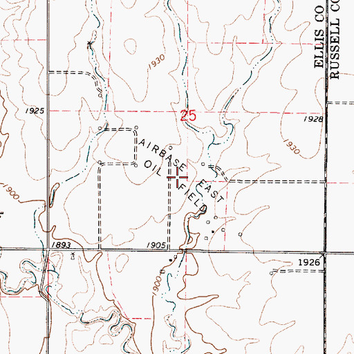 Topographic Map of Airbase East Oil Field, KS