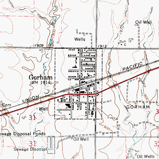 Topographic Map of Gorham, KS