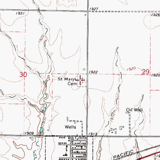 Topographic Map of Saint Mary's Cemetery, KS