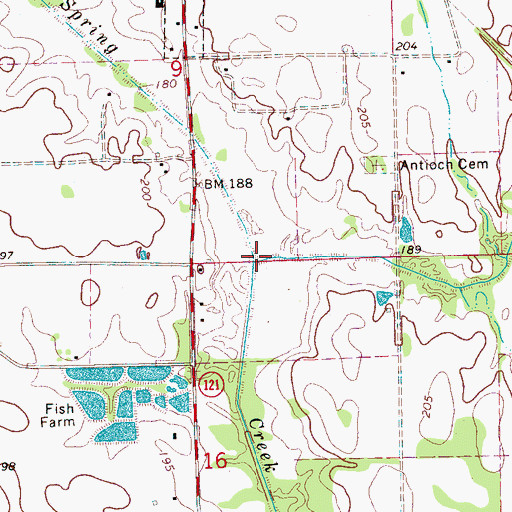 Topographic Map of Cat Creek, AR