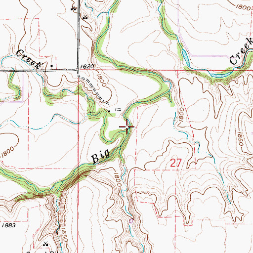 Topographic Map of Walker Creek, KS