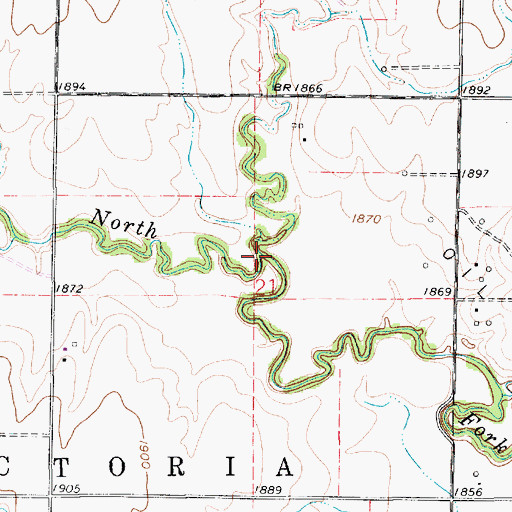 Topographic Map of Mud Creek, KS
