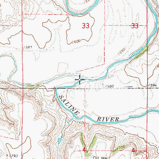 Topographic Map of Salt Creek, KS
