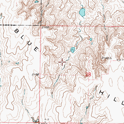 Topographic Map of Blue Hills, KS