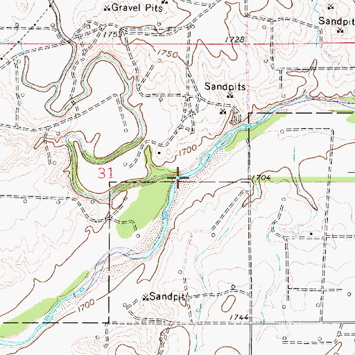 Topographic Map of Fossil Creek, KS