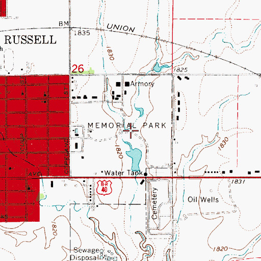 Topographic Map of Memorial Park, KS